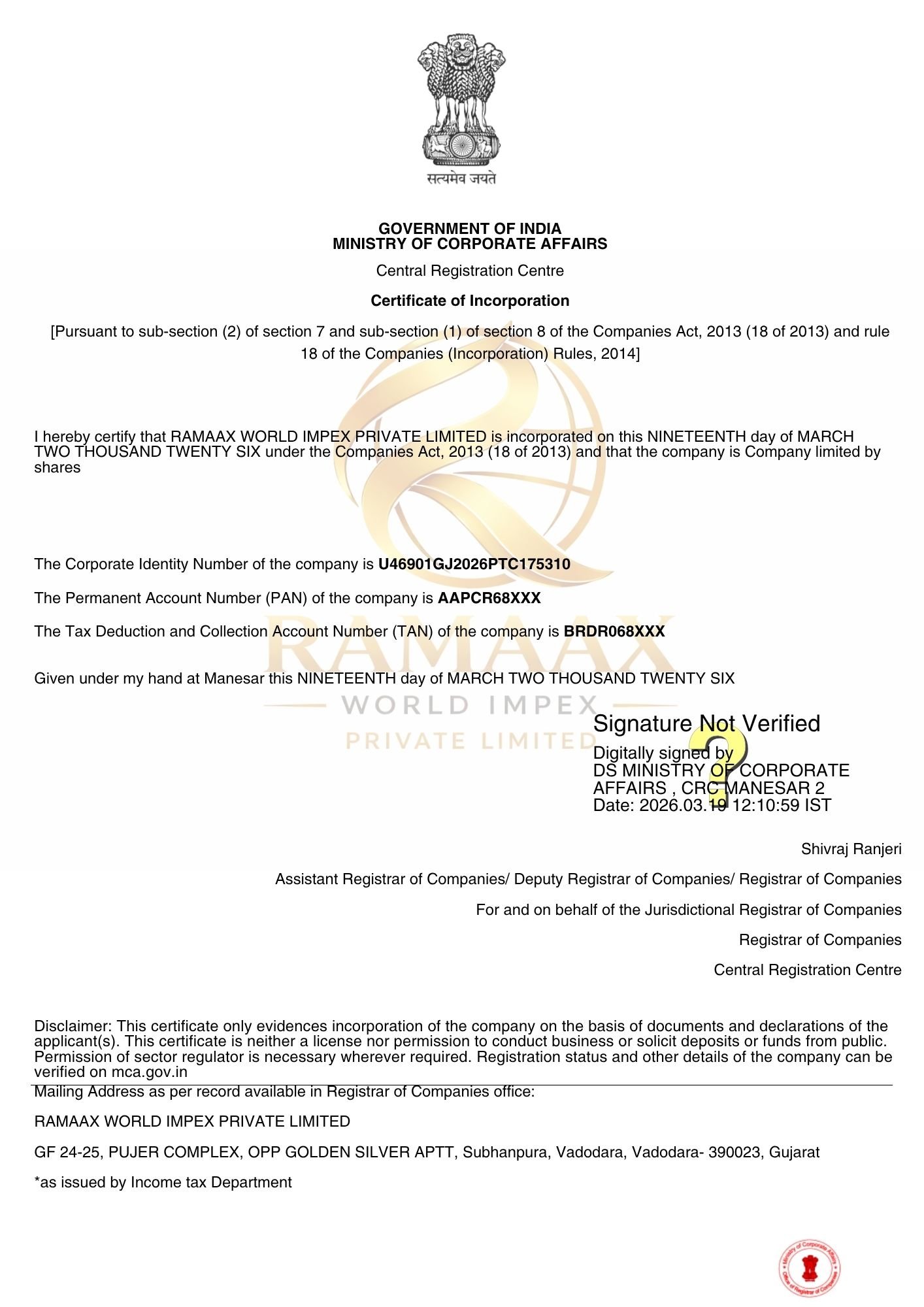 INCORPORATION